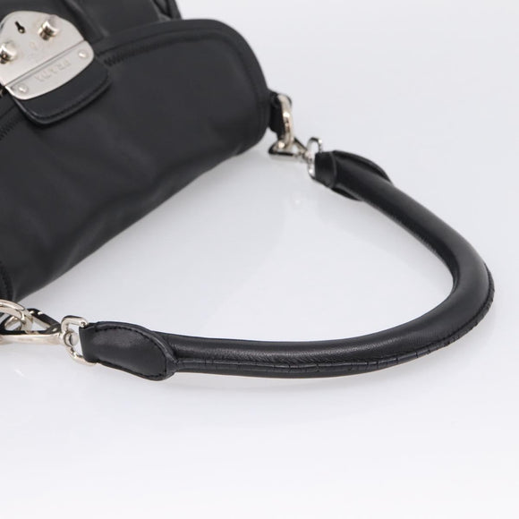 PRADA Shoulder Bag Leather Black Silver Auth BA15921M