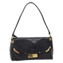 PRADA Shoulder Bag Leather Black Gold Auth BA15922M-13