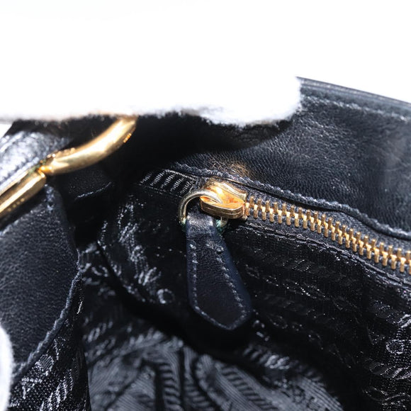 PRADA Shoulder Bag Leather Black Gold Auth BA15922M