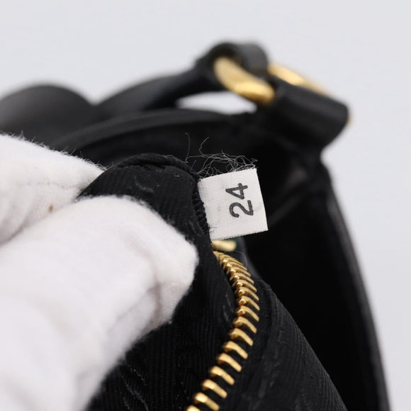 PRADA Shoulder Bag Leather Black Gold Auth BA15922M