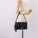 PRADA Shoulder Bag Leather Black Gold Auth BA15922M-24