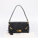 PRADA Shoulder Bag Leather Black Gold Auth BA15922M-12