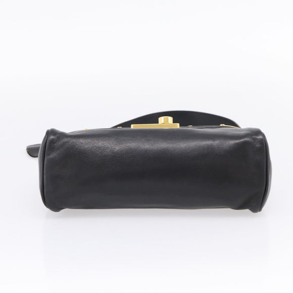 PRADA Shoulder Bag Leather Black Gold Auth BA15922M