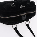 PRADA Hand Bag Velor Black Silver Auth BA15923V-6