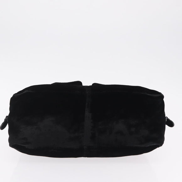 PRADA Hand Bag Velor Black Silver Auth BA15923V