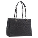 CHANEL Matelasse Chain Tote Bag Caviar Skin Black Silver CC Auth BA15924SAM-1