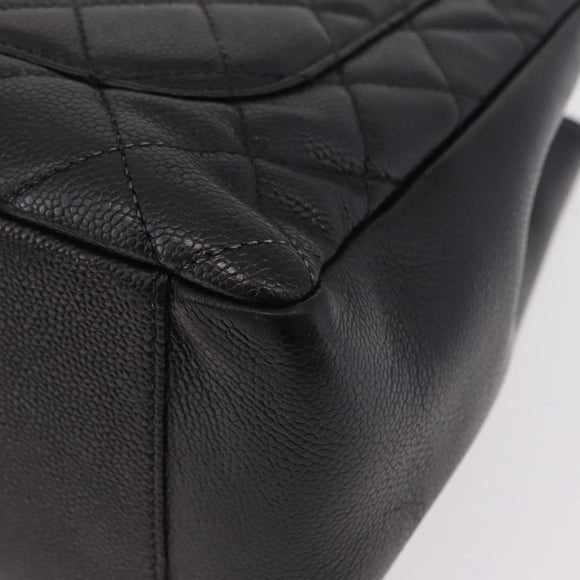 CHANEL Matelasse Chain Tote Bag Caviar Skin Black Silver CC Auth BA15924SAM