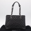 CHANEL Matelasse Chain Tote Bag Caviar Skin Black Silver CC Auth BA15924SAM-29