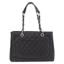 CHANEL Matelasse Chain Tote Bag Caviar Skin Black Silver CC Auth BA15924SAM-3