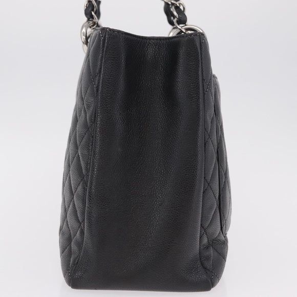 CHANEL Matelasse Chain Tote Bag Caviar Skin Black Silver CC Auth BA15924SAM