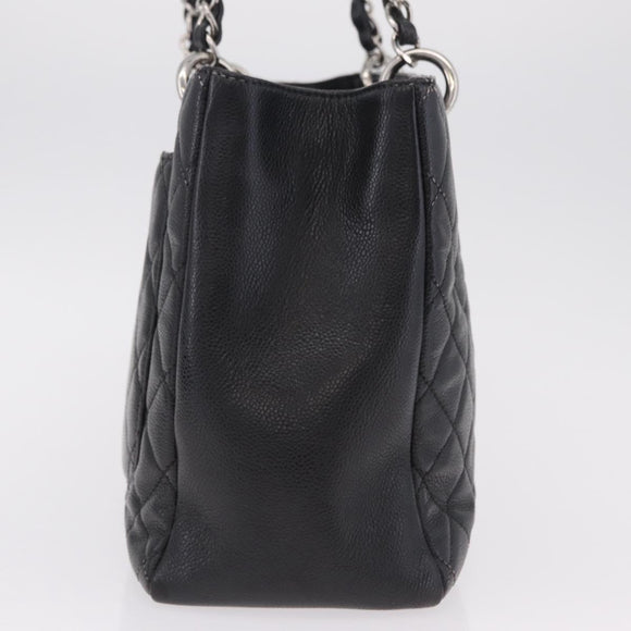 CHANEL Matelasse Chain Tote Bag Caviar Skin Black Silver CC Auth BA15924SAM