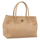 CHANEL Tote Bag Caviar Skin Beige CC Auth BA15925V-1
