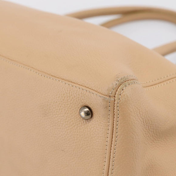 CHANEL Tote Bag Caviar Skin Beige CC Auth BA15925V