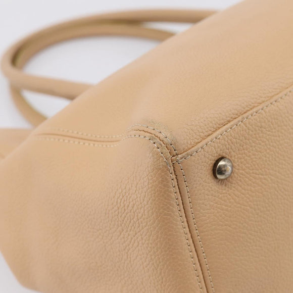 CHANEL Tote Bag Caviar Skin Beige CC Auth BA15925V