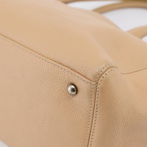 CHANEL Tote Bag Caviar Skin Beige CC Auth BA15925V