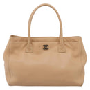 CHANEL Tote Bag Caviar Skin Beige CC Auth BA15925V-13
