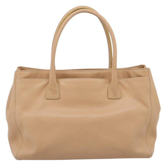 CHANEL Tote Bag Caviar Skin Beige CC Auth BA15925V