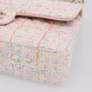 CHANEL Chain Matelasse 25 Shoulder Bag tweed Pink Gold CC Auth BA15926SM-10