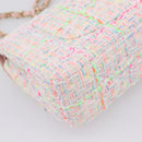 CHANEL Chain Matelasse 25 Shoulder Bag tweed Pink Gold CC Auth BA15926SM-13