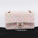 CHANEL Chain Matelasse 25 Shoulder Bag tweed Pink Gold CC Auth BA15926SM-28