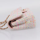 CHANEL Chain Matelasse 25 Shoulder Bag tweed Pink Gold CC Auth BA15926SM-4