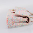 CHANEL Chain Matelasse 25 Shoulder Bag tweed Pink Gold CC Auth BA15926SM-5