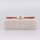 CHANEL Chain Matelasse 25 Shoulder Bag tweed Pink Gold CC Auth BA15926SM-9