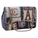 CHANEL Chain Limited Edition Patchwork Bag Denim Blue Silver CC Auth BA15927SM-1