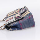 CHANEL Chain Limited Edition Patchwork Bag Denim Blue Silver CC Auth BA15927SM-3