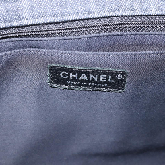 CHANEL Chain Limited Edition Patchwork Bag Denim Blue Silver CC Auth BA15928SM