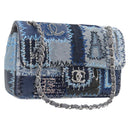 CHANEL Chain Limited Edition Patchwork Bag Denim Blue Silver CC Auth BA15929SM-1