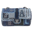 CHANEL Chain Limited Edition Patchwork Bag Denim Blue Silver CC Auth BA15929SM-2