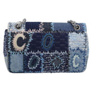 CHANEL Chain Limited Edition Patchwork Bag Denim Blue Silver CC Auth BA15929SM-2