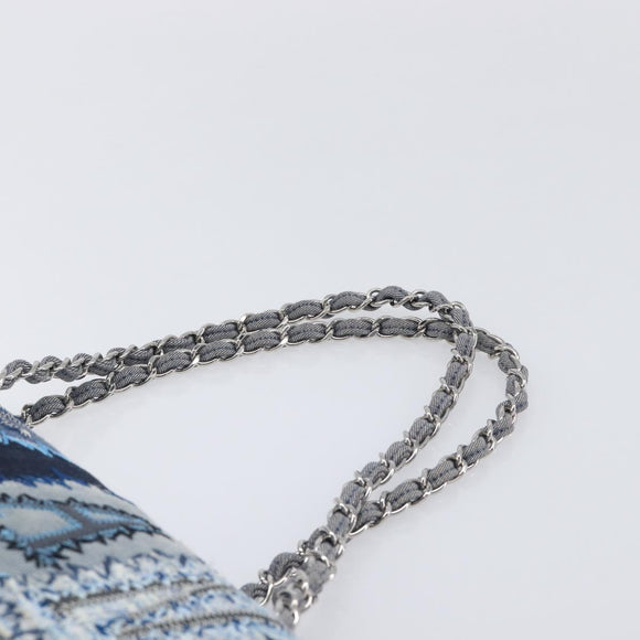 CHANEL Chain Limited Edition Patchwork Bag Denim Blue Silver CC Auth BA15929SM
