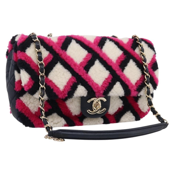 CHANEL Matelasse Chain Shoulder Bag ring Pink Gold CC Auth BA15930SM