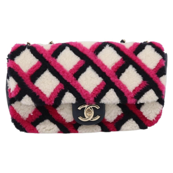 CHANEL Matelasse Chain Shoulder Bag ring Pink Gold CC Auth BA15930SM