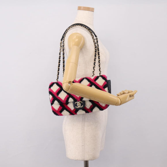 CHANEL Matelasse Chain Shoulder Bag ring Pink Gold CC Auth BA15930SM