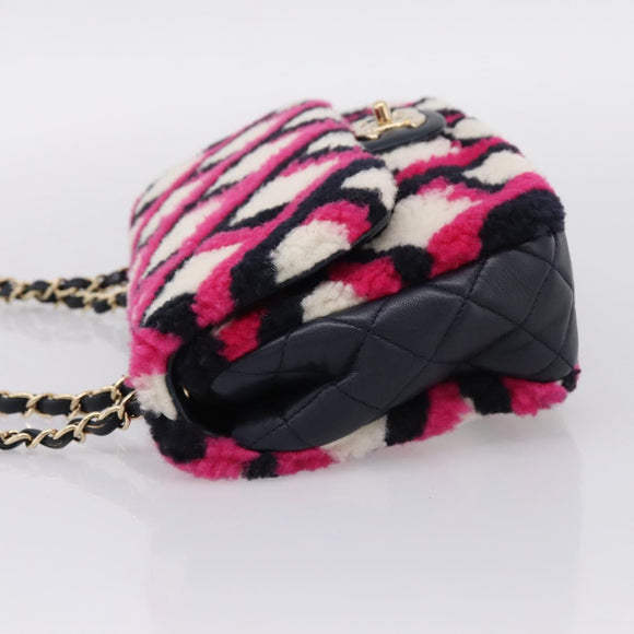 CHANEL Matelasse Chain Shoulder Bag ring Pink Gold CC Auth BA15930SM