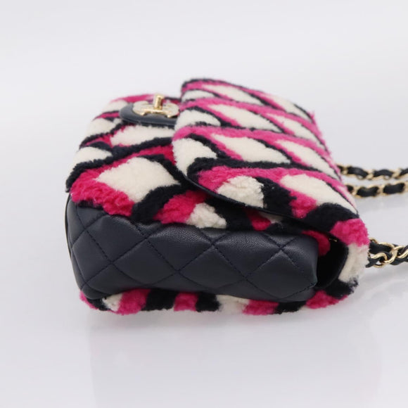 CHANEL Matelasse Chain Shoulder Bag ring Pink Gold CC Auth BA15930SM