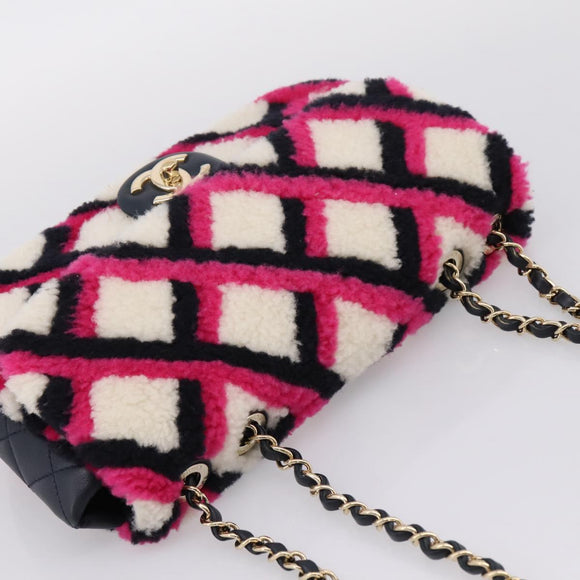 CHANEL Matelasse Chain Shoulder Bag ring Pink Gold CC Auth BA15930SM