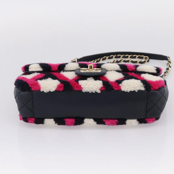 CHANEL Matelasse Chain Shoulder Bag ring Pink Gold CC Auth BA15930SM