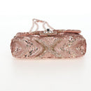 CHANEL Chevron Chain Shoulder Bag Sequin Pink Silver CC Auth BA15931SM-10