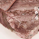 CHANEL Chevron Chain Shoulder Bag Sequin Pink Silver CC Auth BA15931SM-11