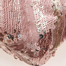 CHANEL Chevron Chain Shoulder Bag Sequin Pink Silver CC Auth BA15931SM-14