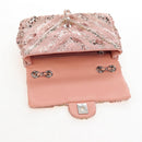 CHANEL Chevron Chain Shoulder Bag Sequin Pink Silver CC Auth BA15931SM-16