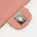 CHANEL Chevron Chain Shoulder Bag Sequin Pink Silver CC Auth BA15931SM-17