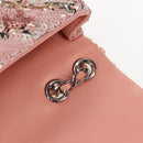 CHANEL Chevron Chain Shoulder Bag Sequin Pink Silver CC Auth BA15931SM-18
