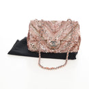CHANEL Chevron Chain Shoulder Bag Sequin Pink Silver CC Auth BA15931SM-28