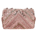 CHANEL Chevron Chain Shoulder Bag Sequin Pink Silver CC Auth BA15931SM-3