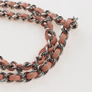 CHANEL Chevron Chain Shoulder Bag Sequin Pink Silver CC Auth BA15931SM-8